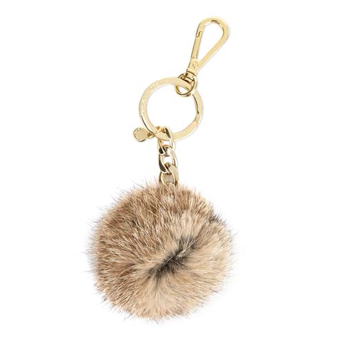 michael michael kors genuine fox fur pompom key charm lilac|Fur Key Chain .